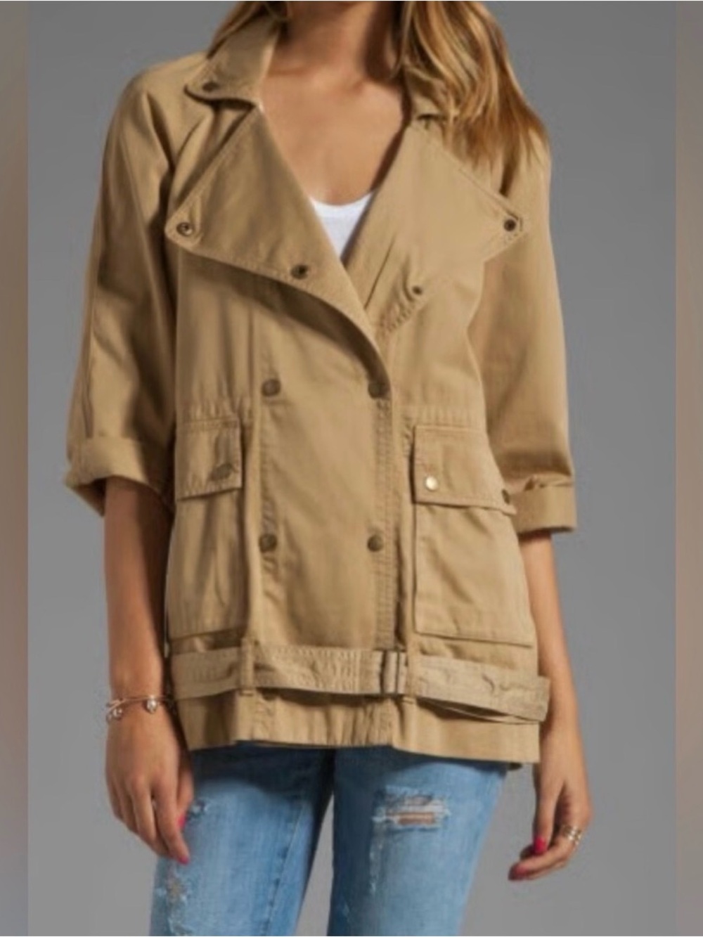 Current Elliot Utility Army Jacket - Beige Lightweight Coat size Small